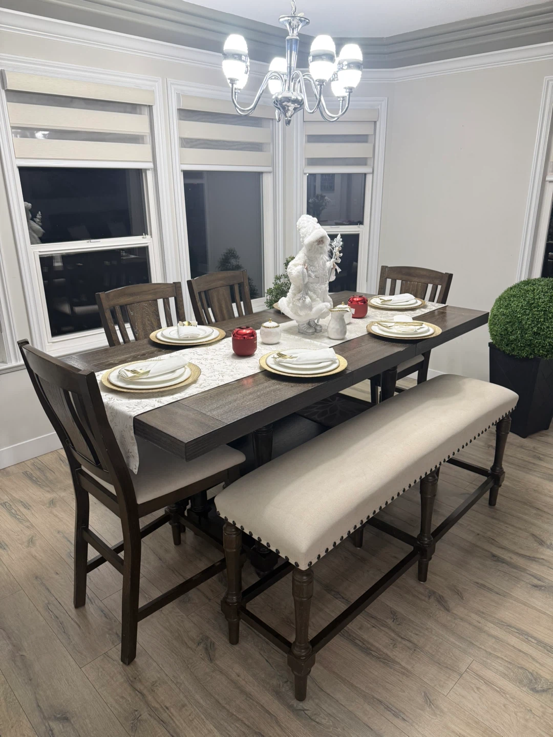 Dining Table with 4 Chairs & Bench