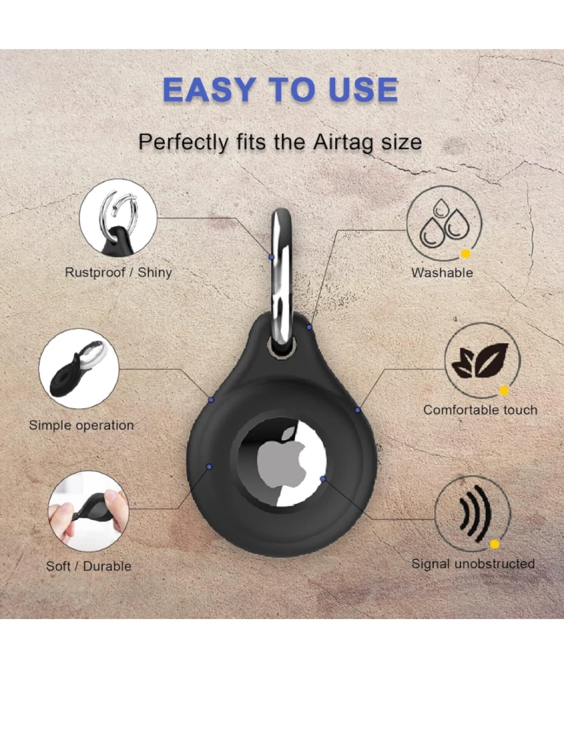 New Black AirTag Holder Keychains (4) - photo 4