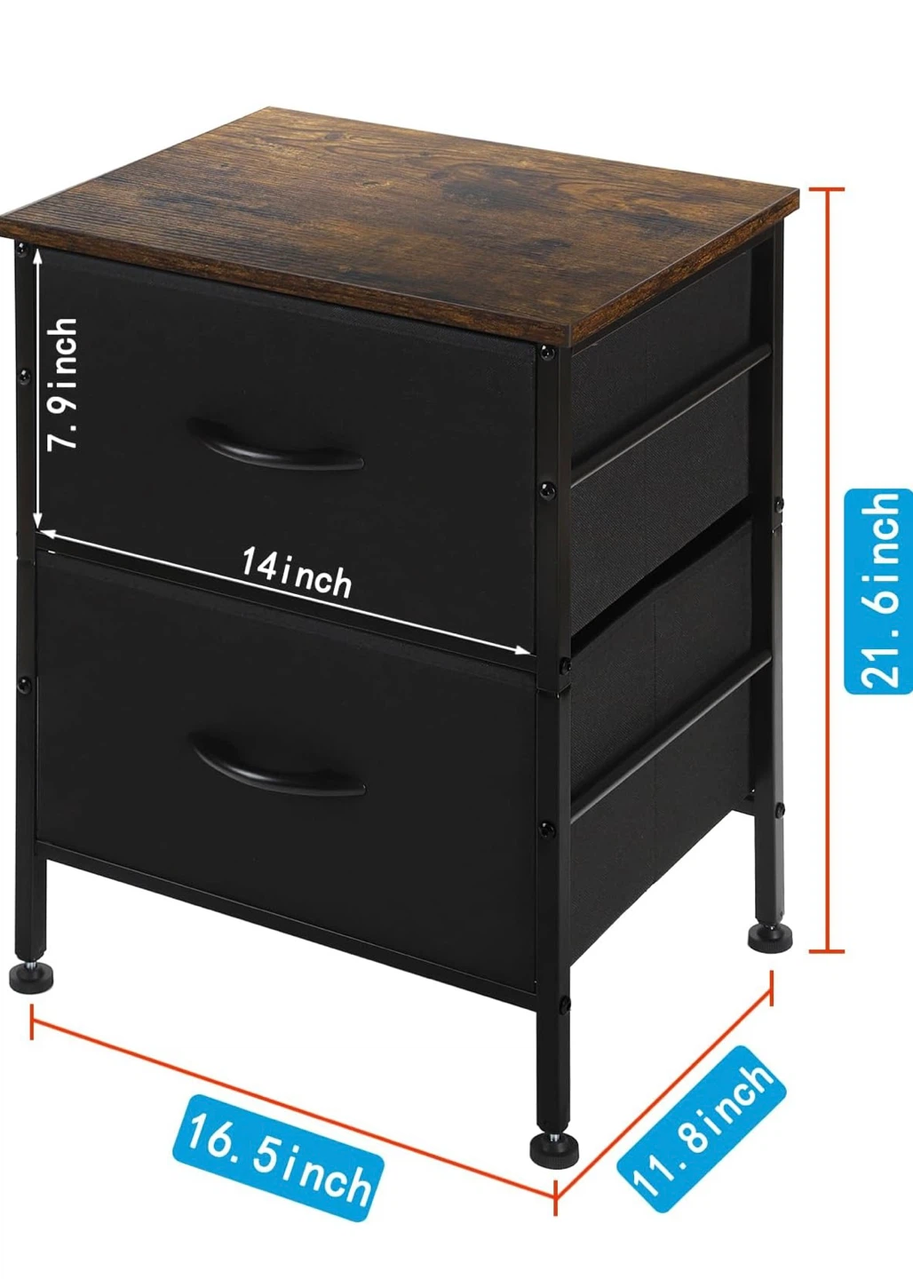 2-Drawer Nightstand with Fabric Drawers - photo 5