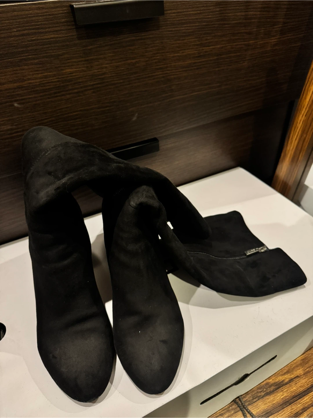 Aldo Black Suede Heeled Boots - photo 2