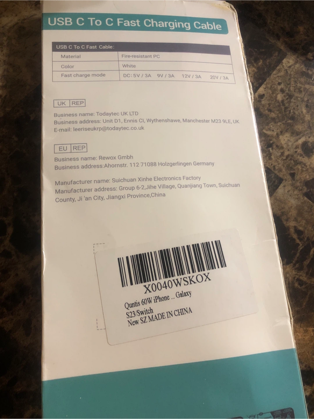 New Quntis USB-C to C Fast Charging Cable - photo 4