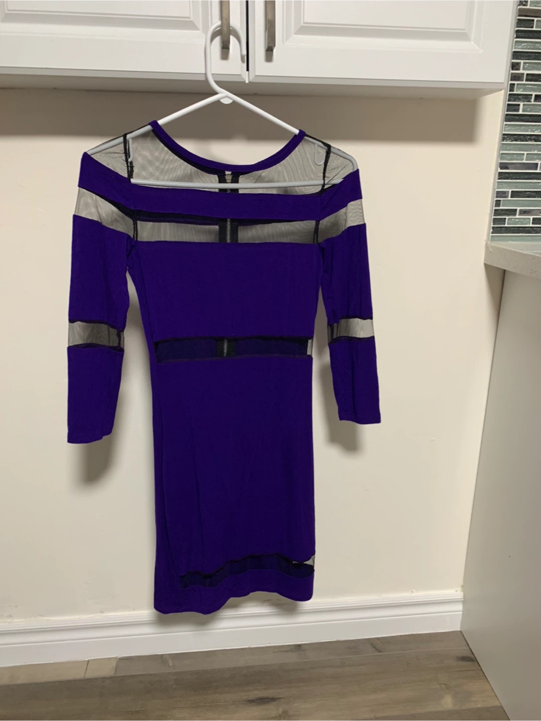 Purple Mesh Detail Dress