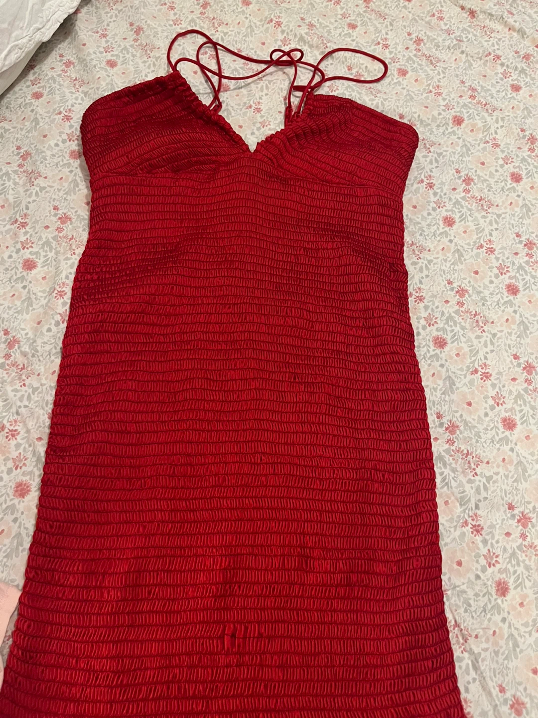 Red Smocked Dress - photo 3