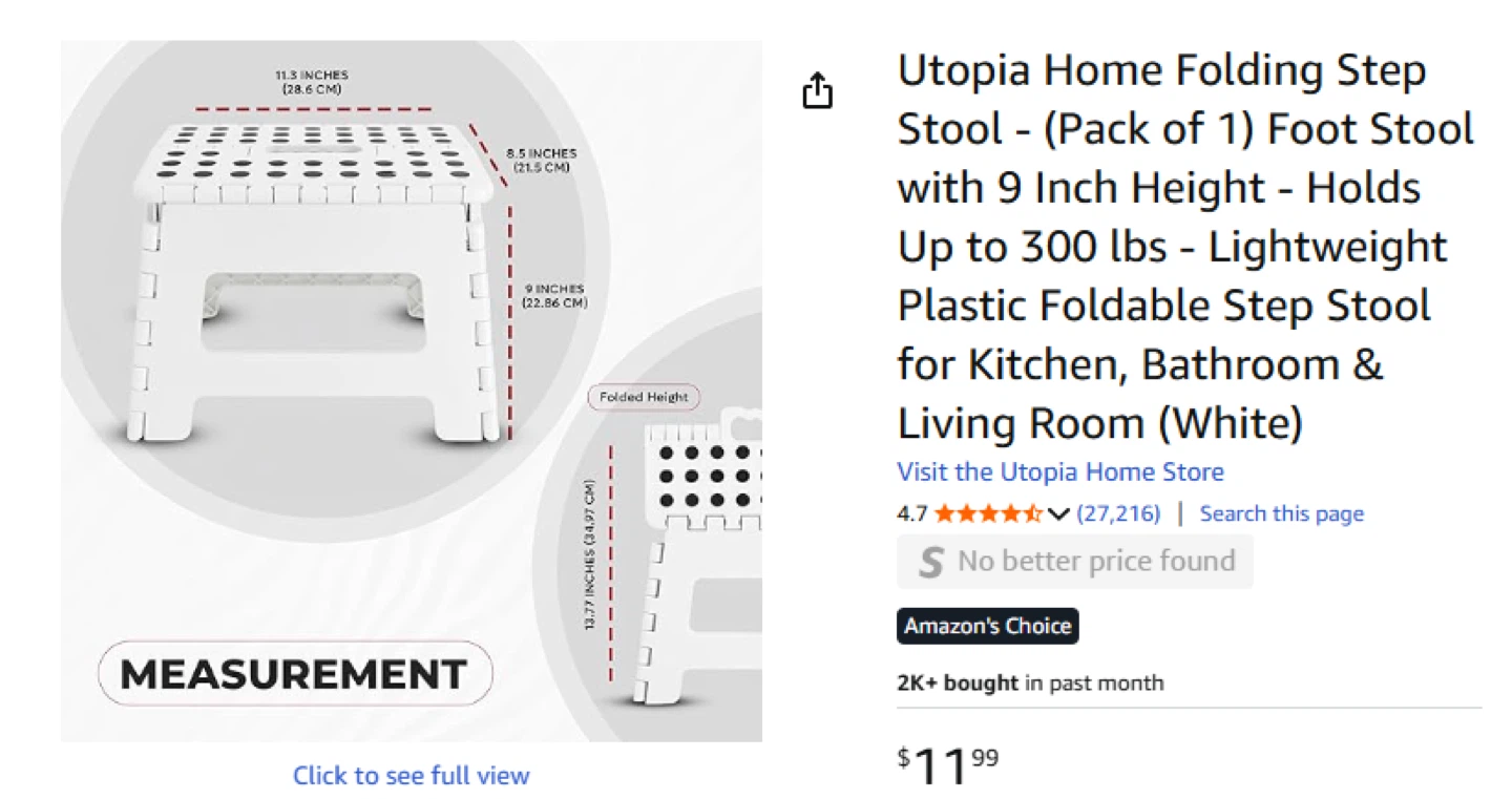 Utopia Home Folding Step Stool, White - photo 2