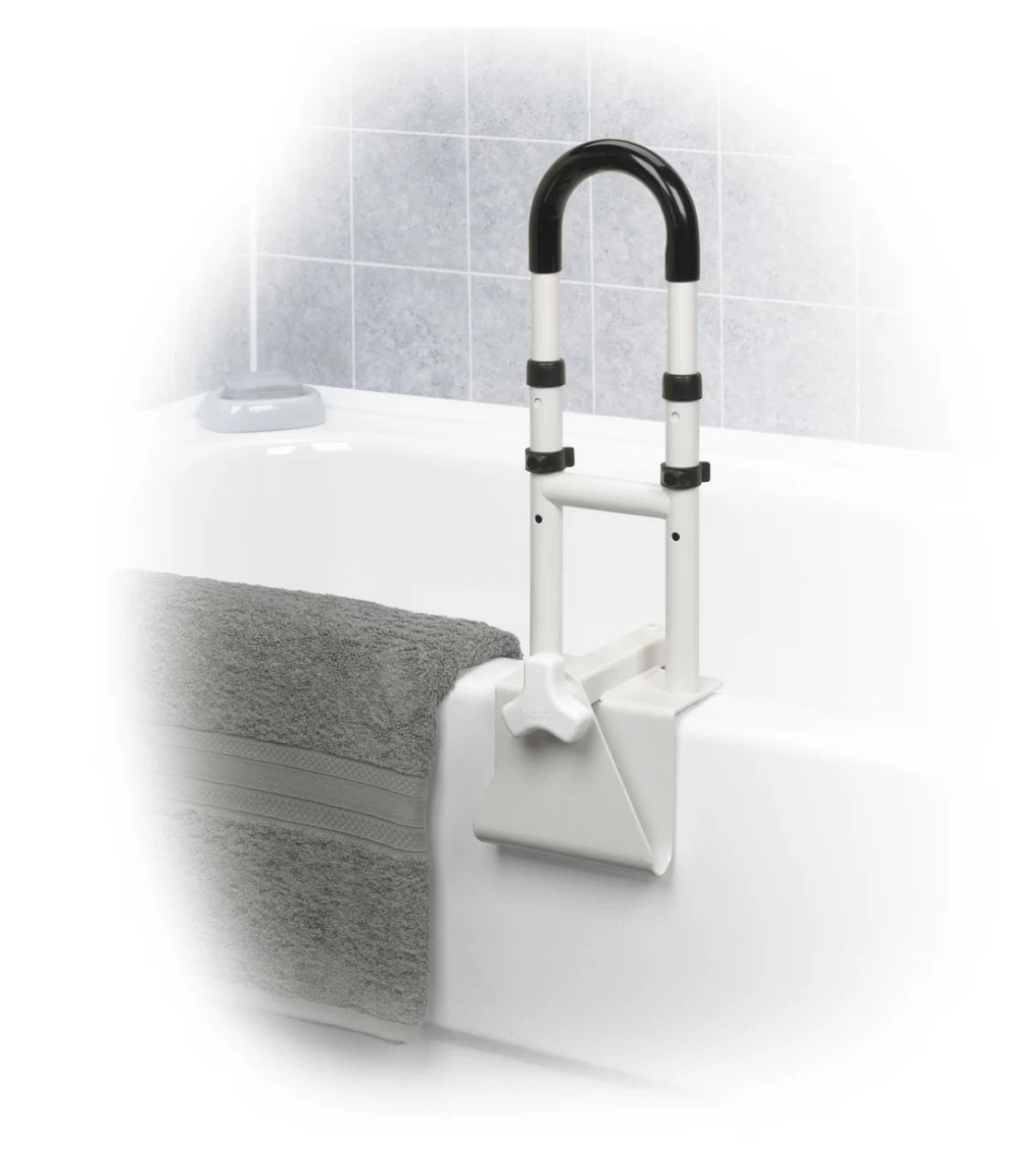Drive Medical White Adjustable Height Bathtub Grab Bar