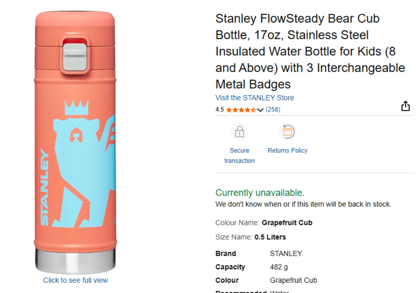 Stanley White Tumbler & Pink Bear Bottle