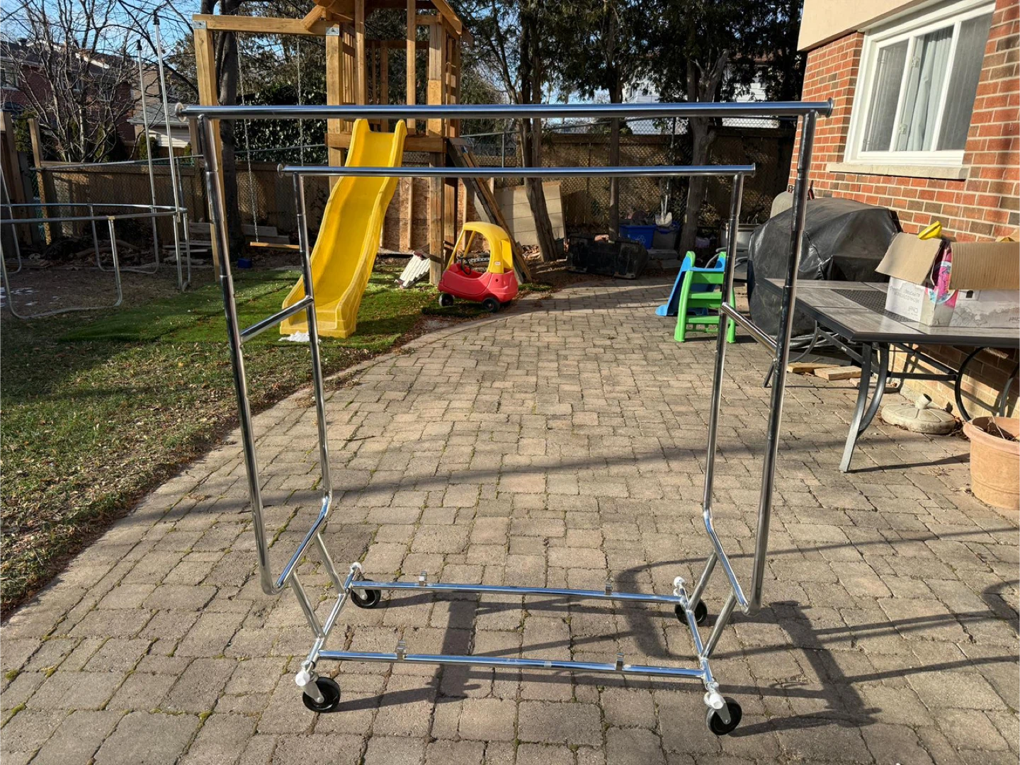 Rolling Double Rail Garment Rack