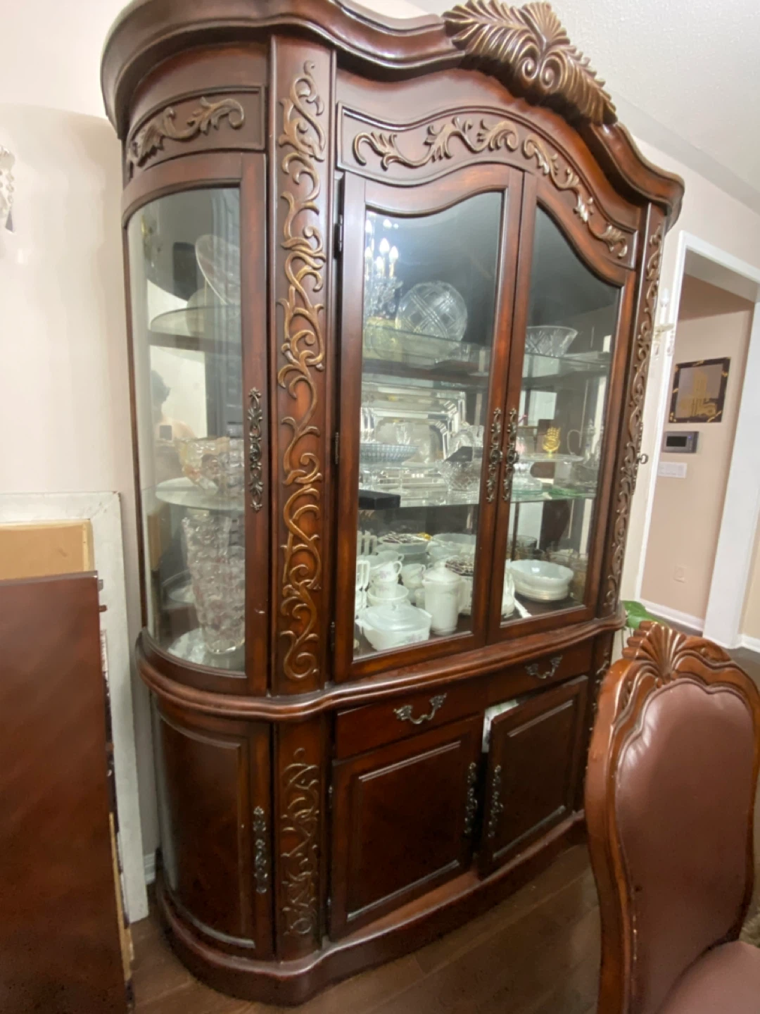 Ornate Wooden China Cabinet