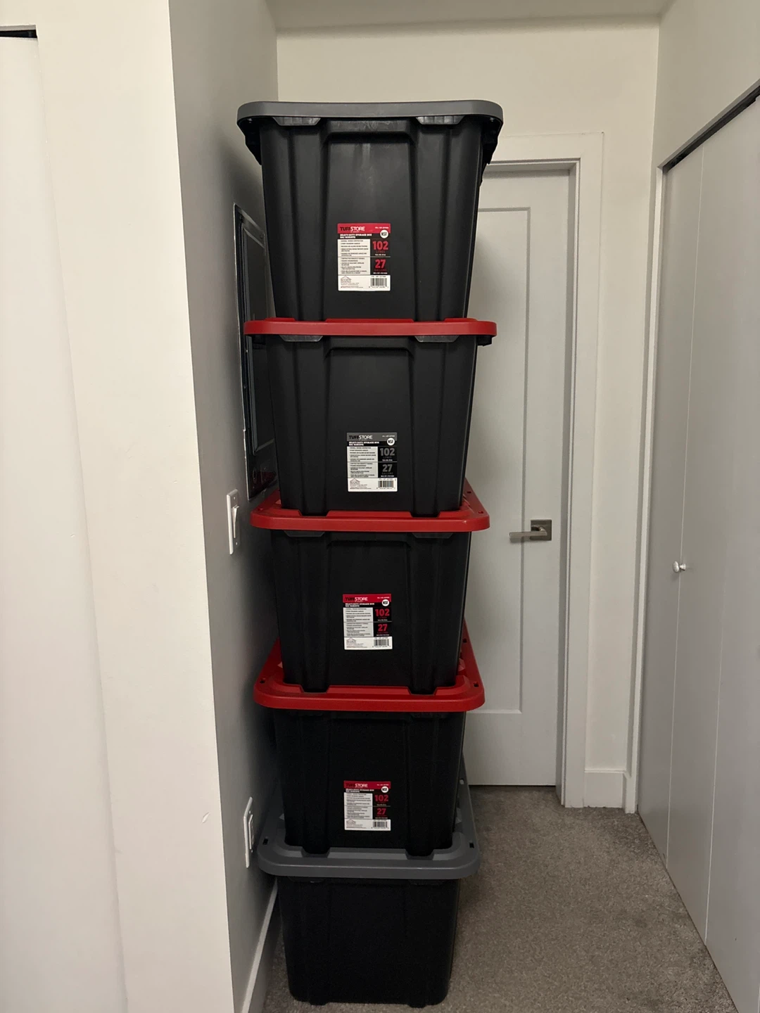 5x Store 102L Black Storage Totes