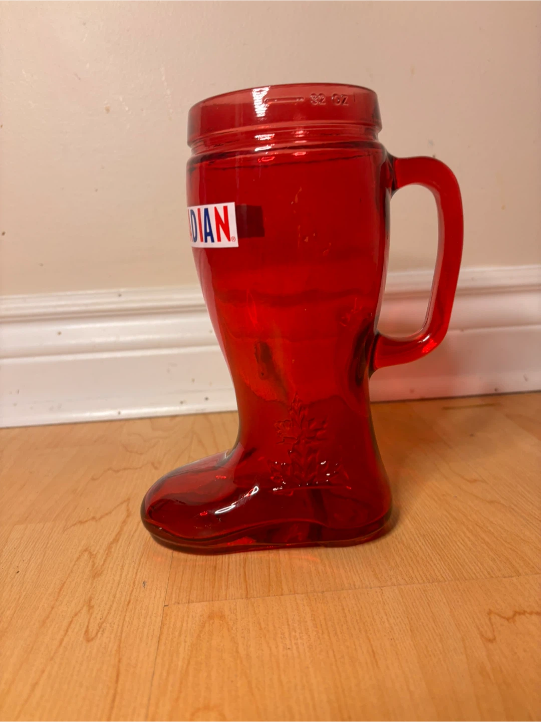 Red “I AM CANADIAN” Glass Boot Mug
