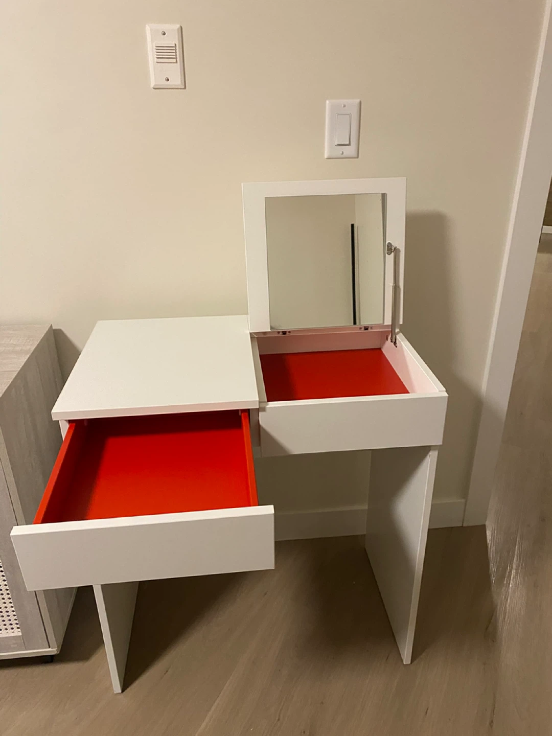 IKEA White Vanity Makeup Desk with Mirror