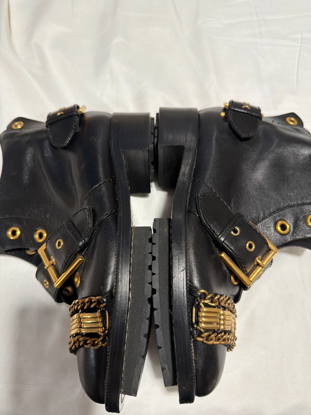 #37 Alexander McQueenBlack 37 Leather Chain Boots - Size 7 - photo 3