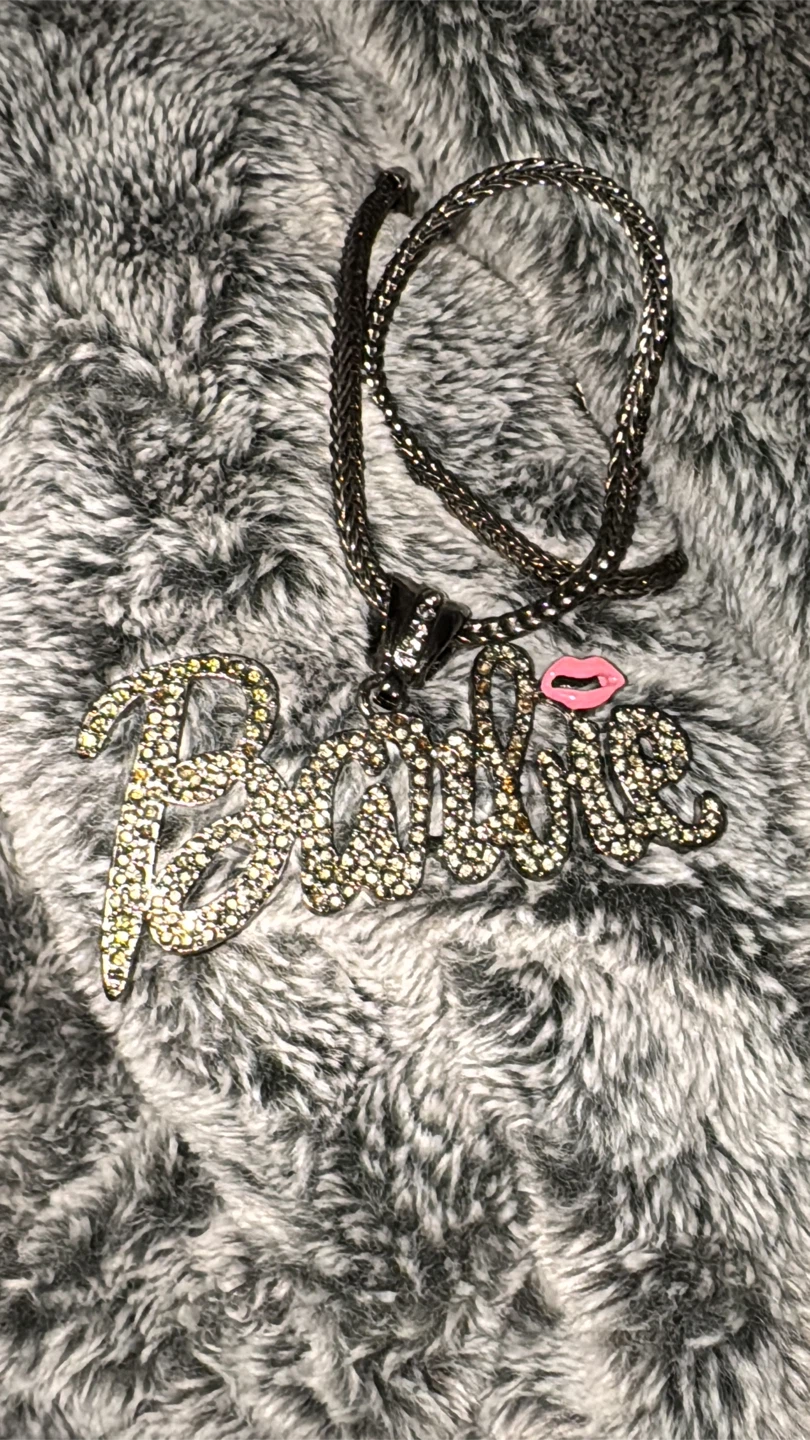 Barbie Rhinestone Pendant Necklace (Black Stainless Steel) - photo 2