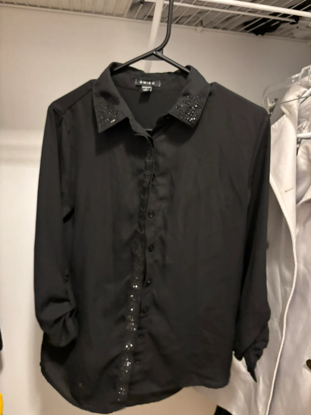 Amisu Black Button-Up Shirt Size Small