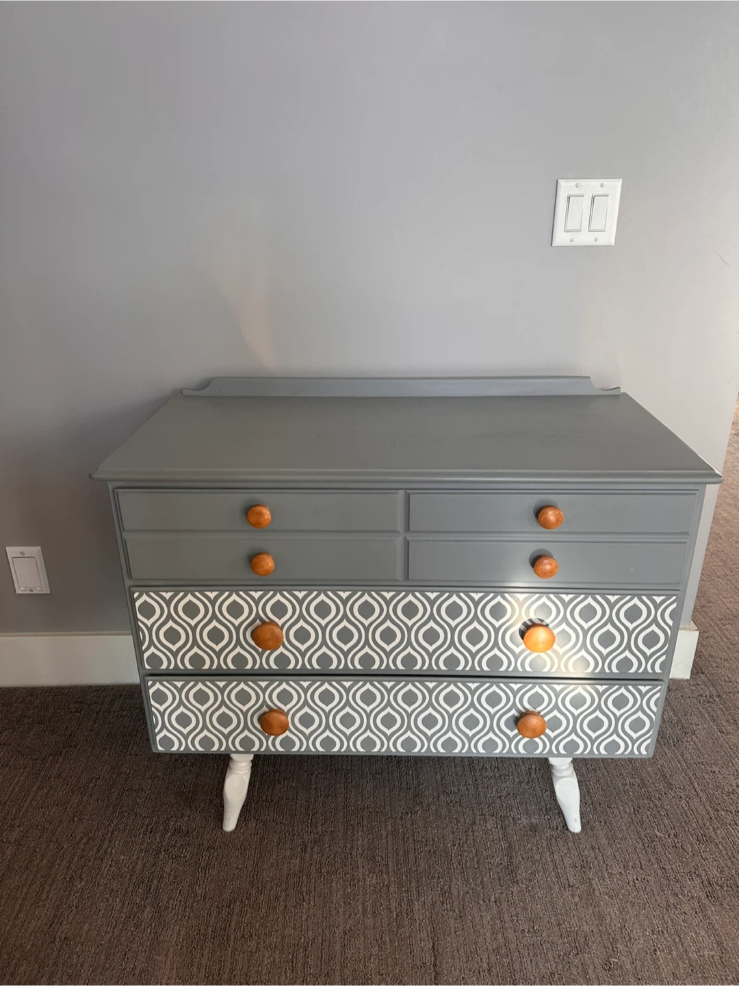 Grey Dresser with Patterned Drawer - photo 2