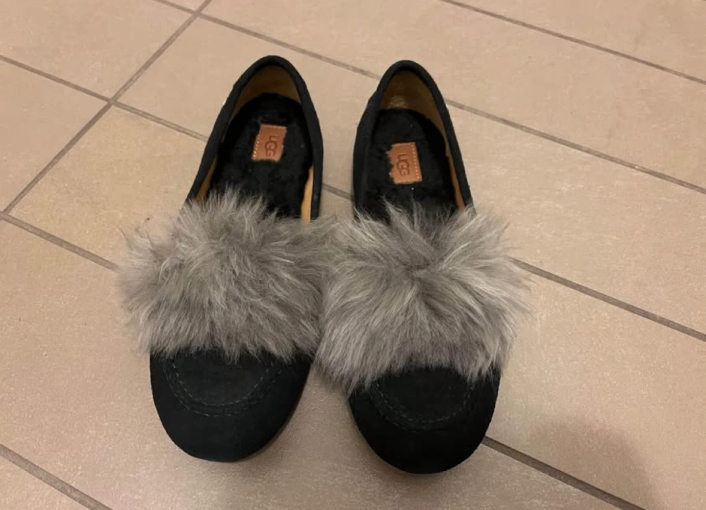 UGG Black Suede with Fur - Size 6