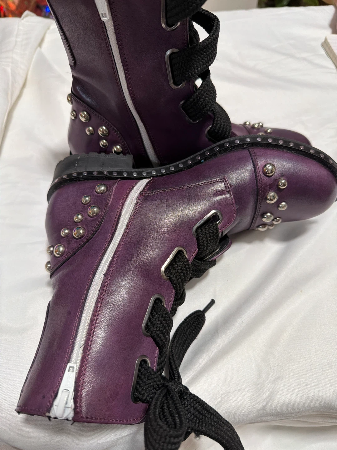 Girotti #37 Purple Studded Combat Boots - photo 2