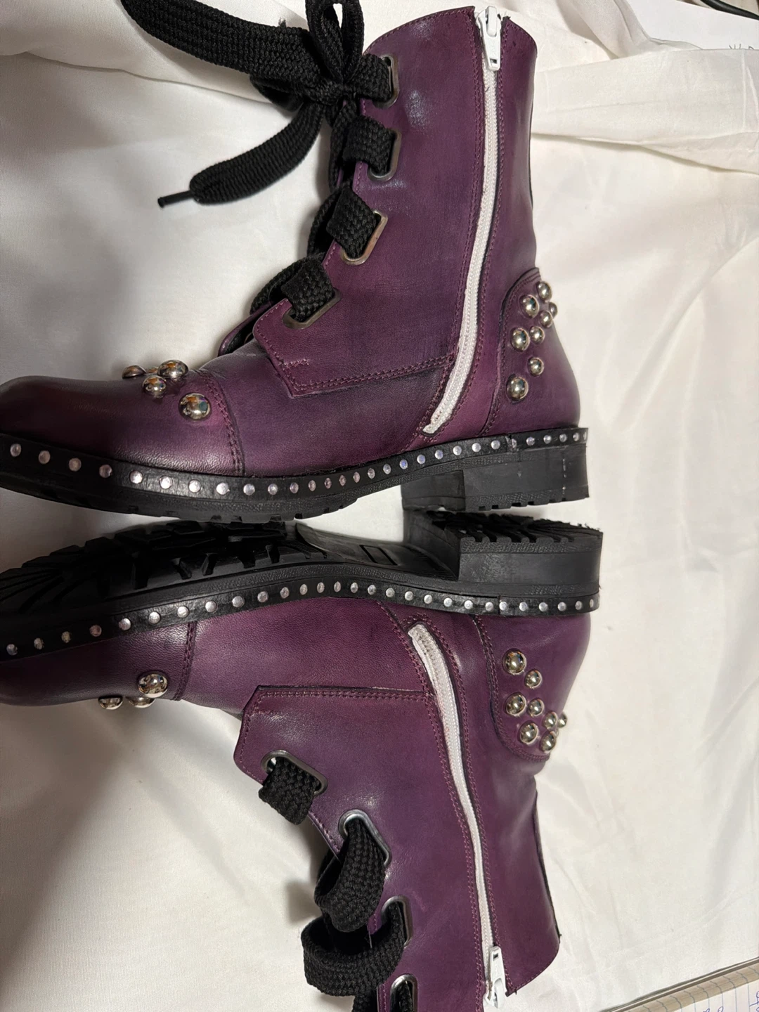 Girotti #37 Purple Studded Combat Boots - photo 3