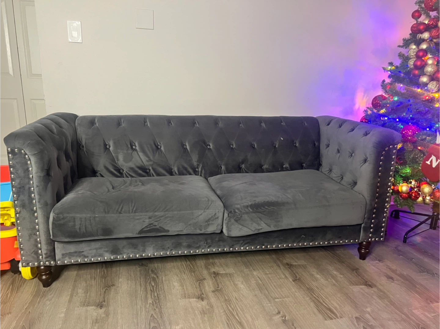 Gray Tufted Chesterfield Sofa