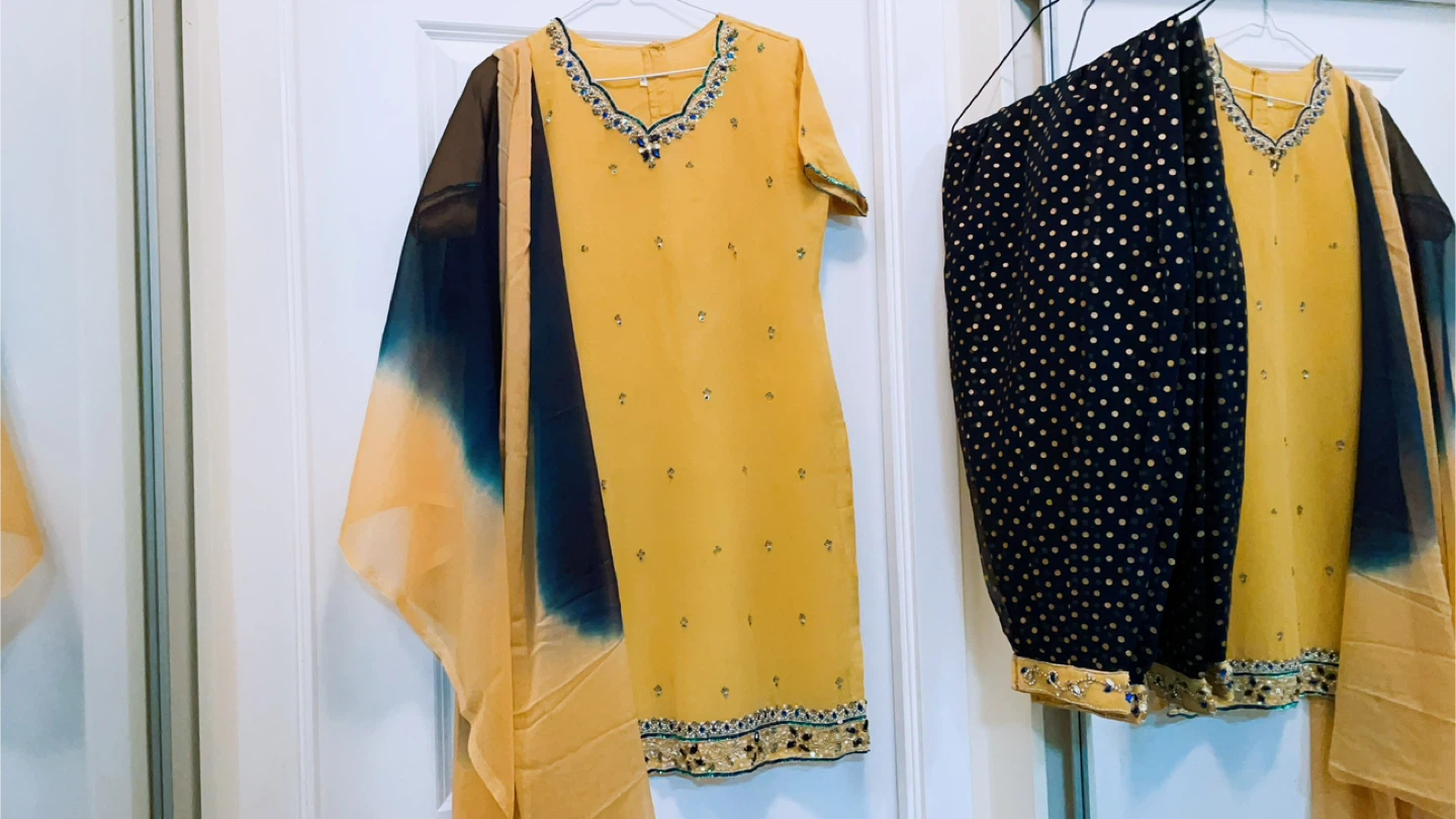Skin  Embellished Salwar Kameez - Size M