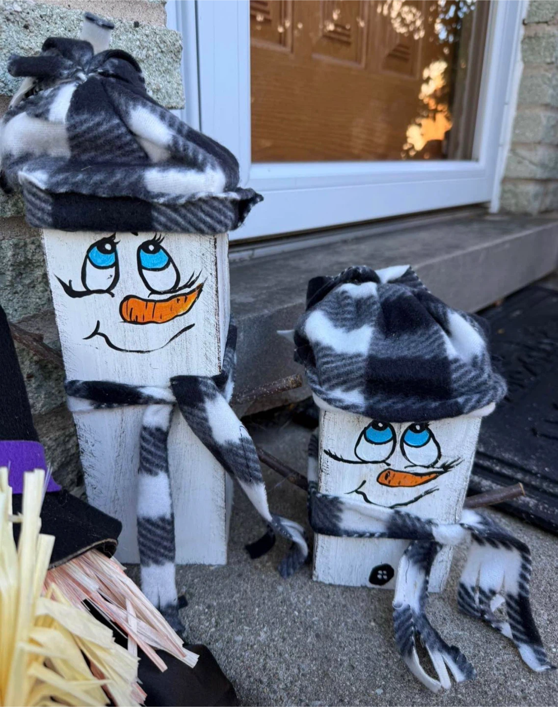 Handmade Wooden Snowman Decorations