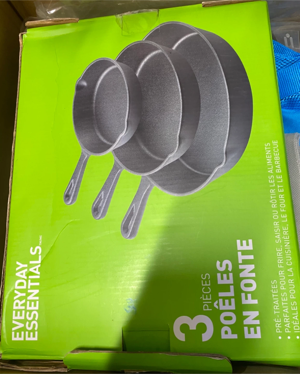 Everyday Essentials 3-Piece Cast Iron Skillet Set