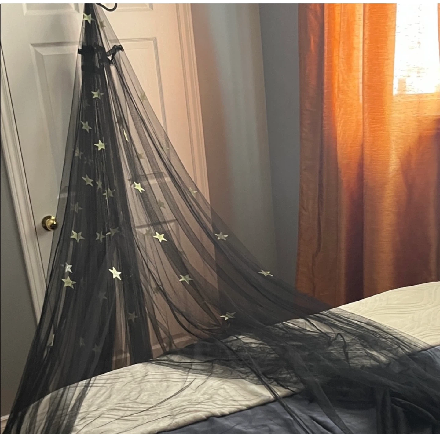 Black Bed Canopy with Stars