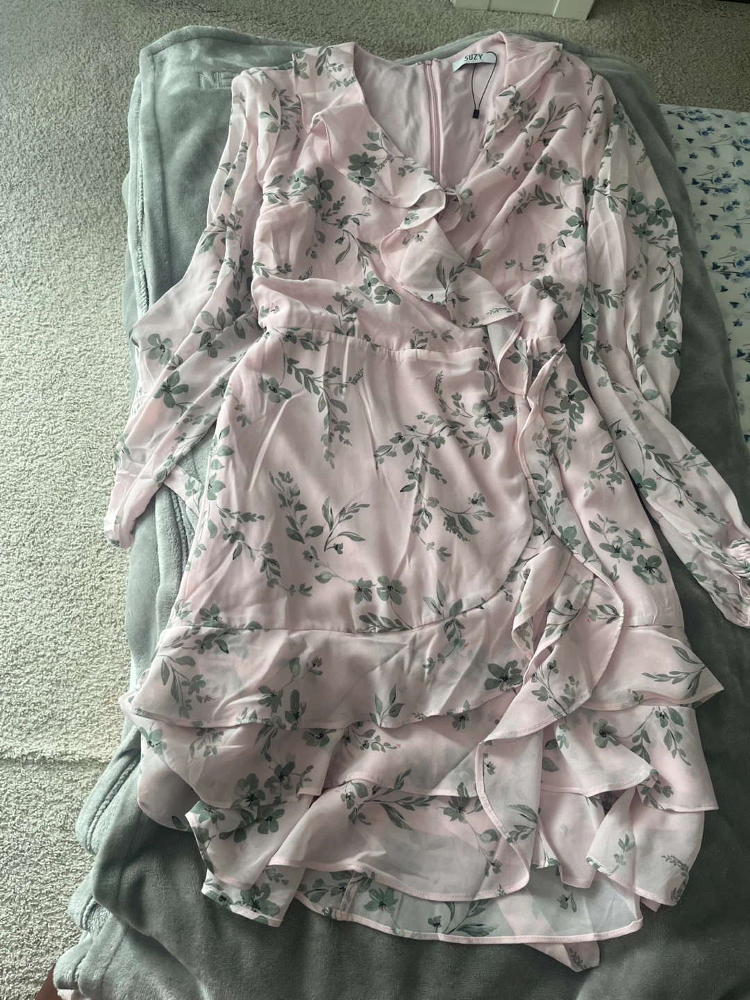 Suzy Pink Floral Ruffle Dress