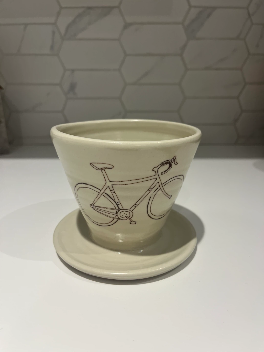 Ceramic Coffee Dripper  with Bicycle Design