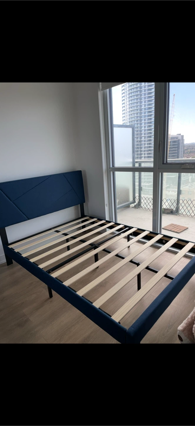 Blue Upholstered Bed Frame ONLY (full size) - photo 4