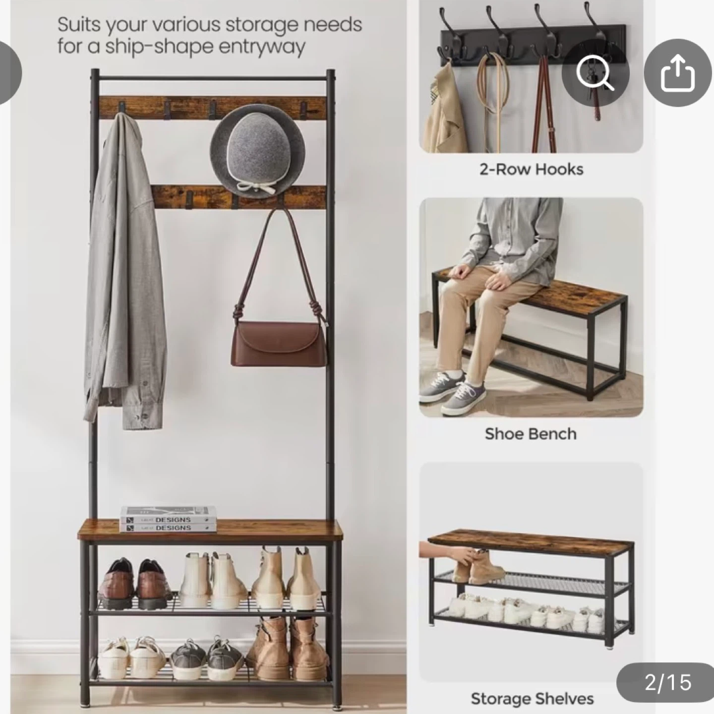 New Entryway Hall Tree with Shoe Storage - photo 2