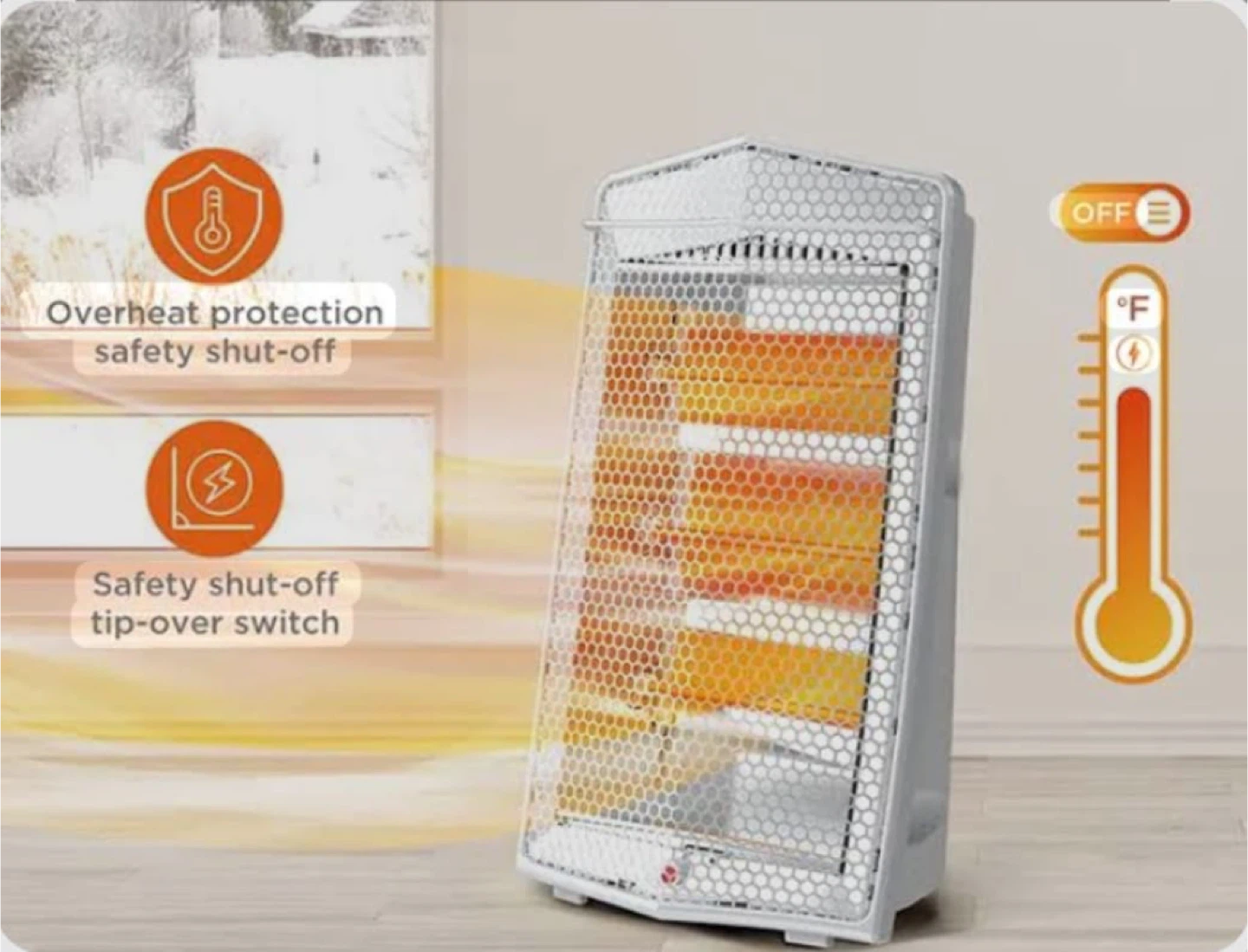 Electric Space Heater with Safety Features | Brand New |