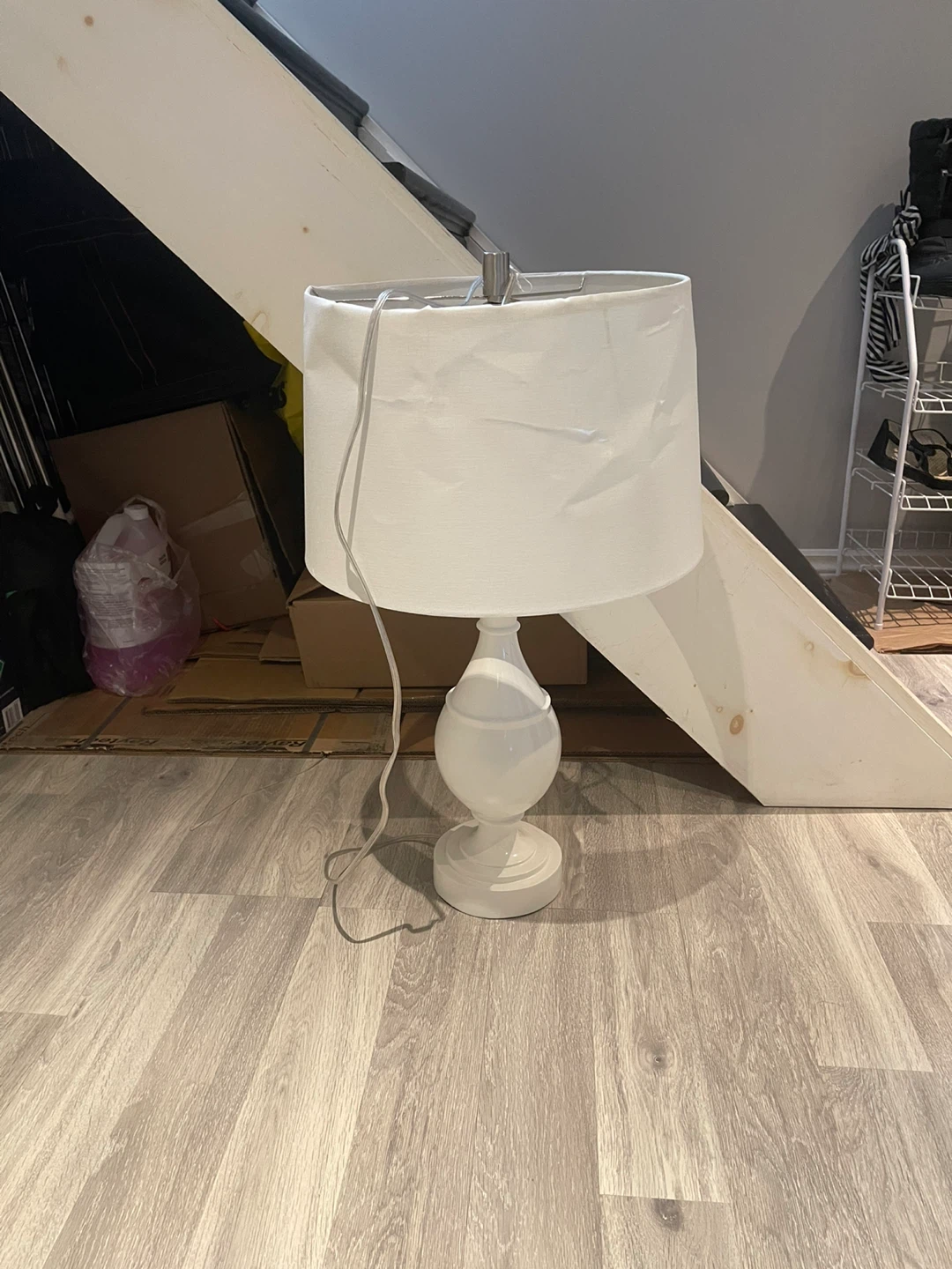 White Table Lamp with Fabric Shade - photo 2