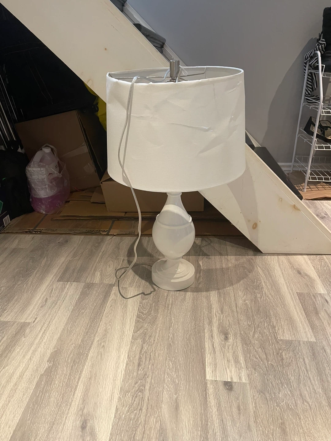 White Table Lamp with Fabric Shade