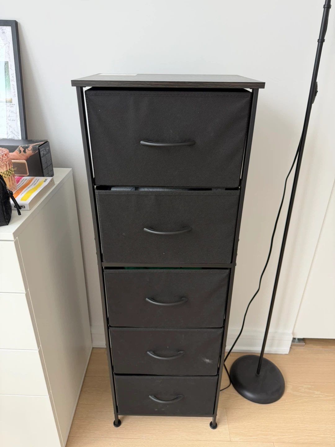 Black 5-Drawer Fabric Dresser