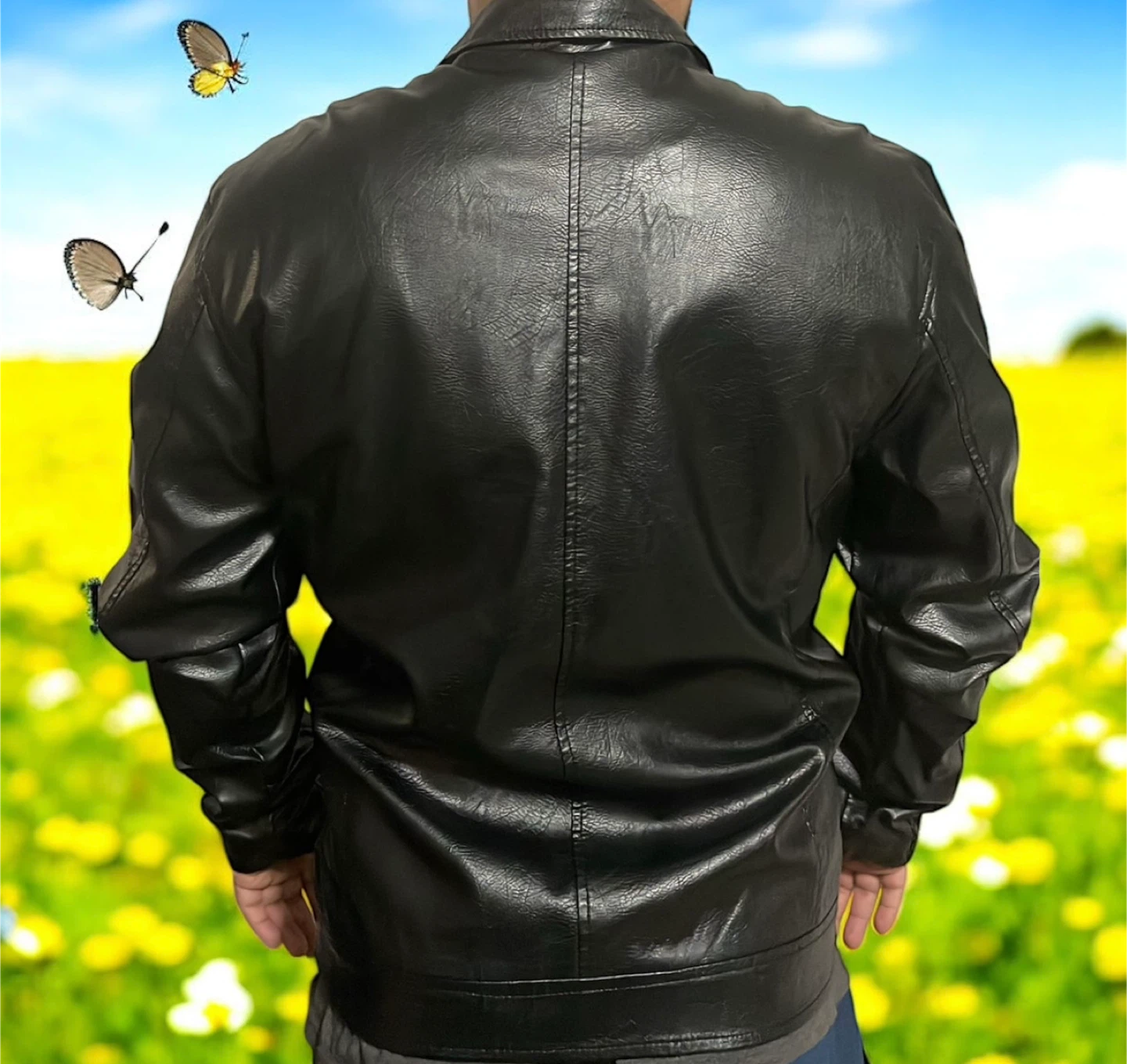 Black Faux Leather Motorcycle Jacket