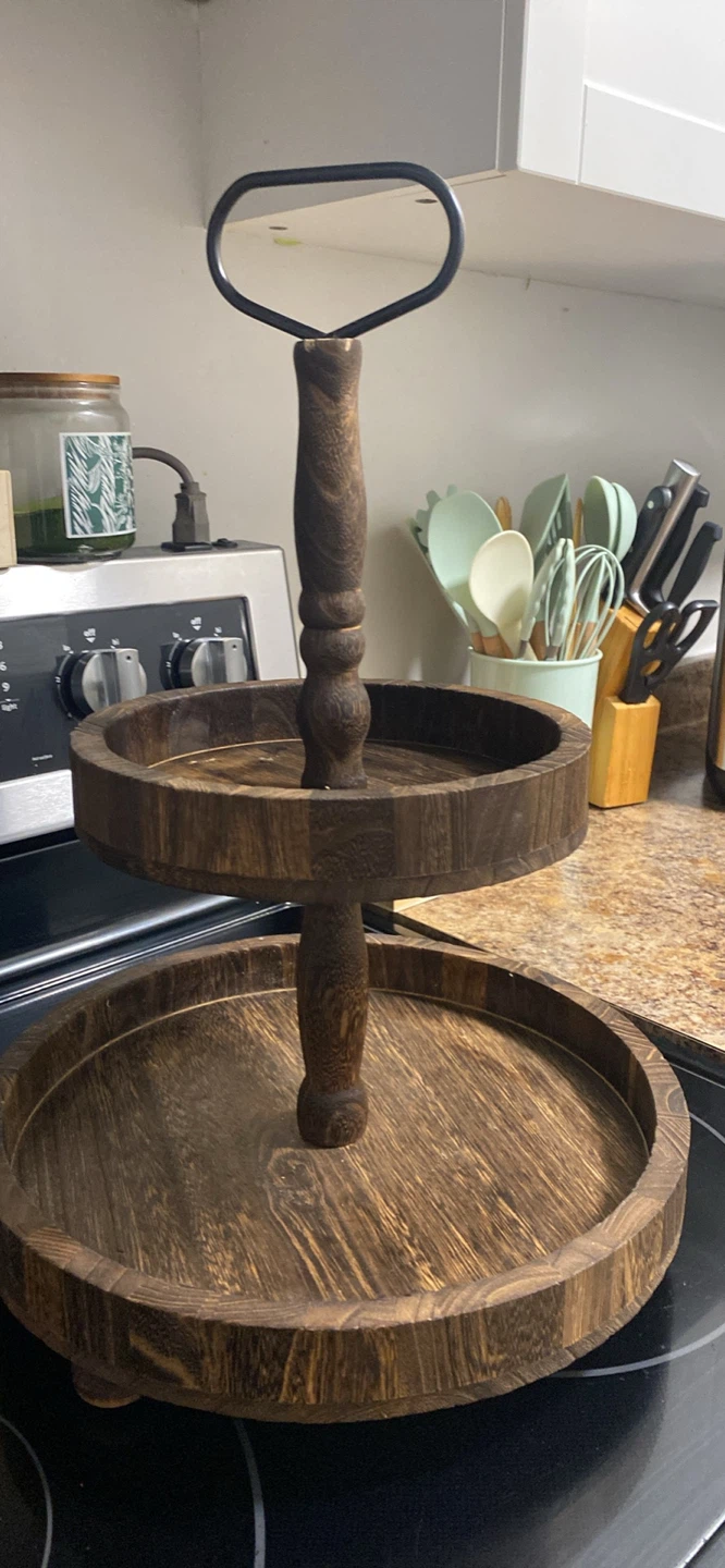 Wooden 2-Tier Serving Tray