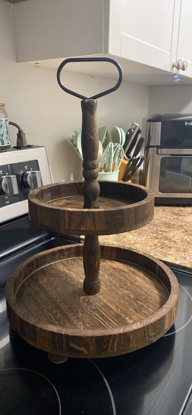 Wooden 2-Tier Serving Tray - photo 2