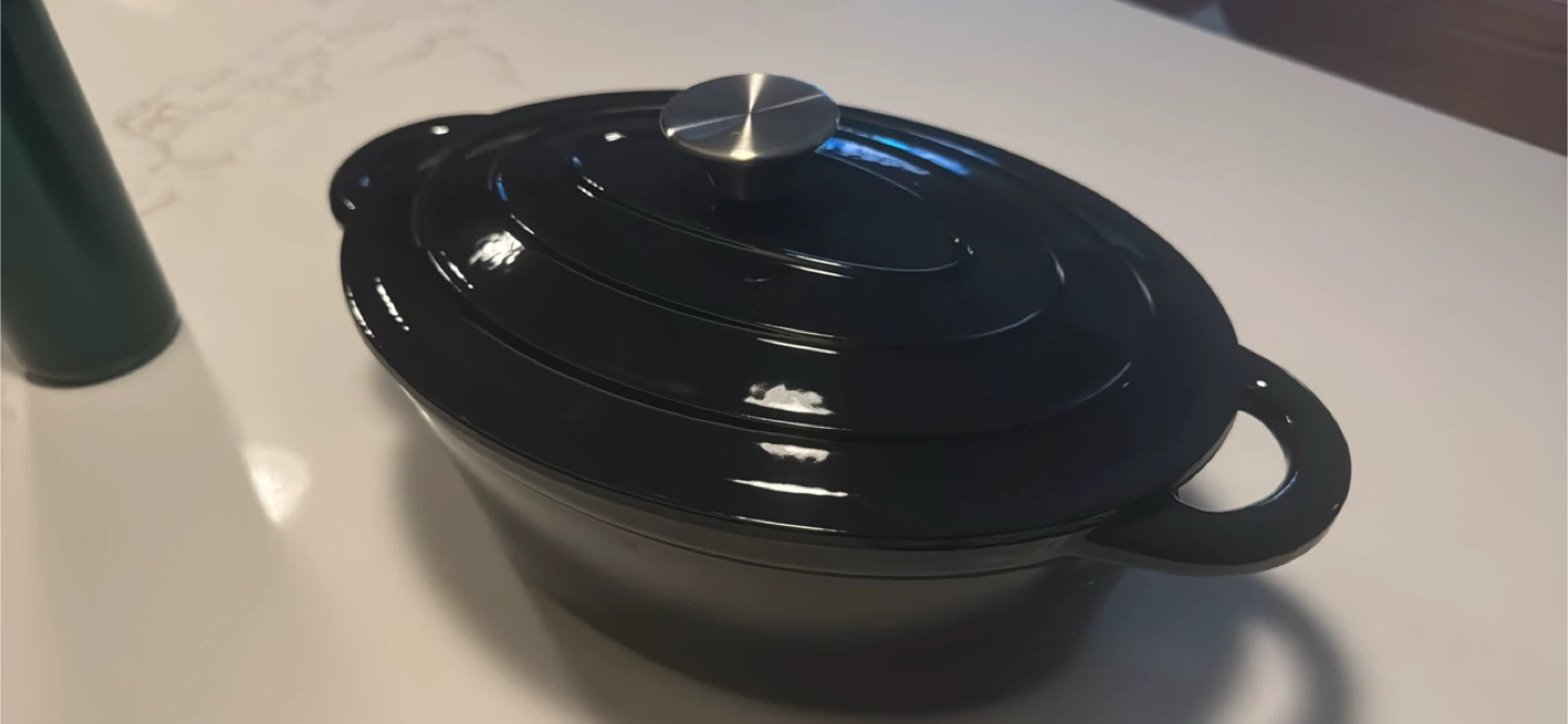 Black Enameled Cast Iron Dutch Oven