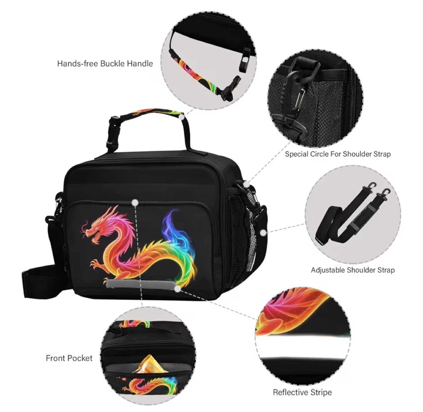 New Large Kcldeci Rainbow Dragon Insulated Lunch Bag 🥕 - photo 3