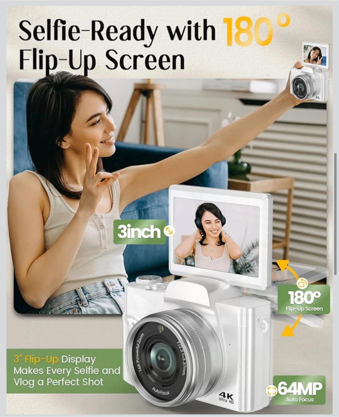 4K Ultra HD Digital Camera - White - photo 5