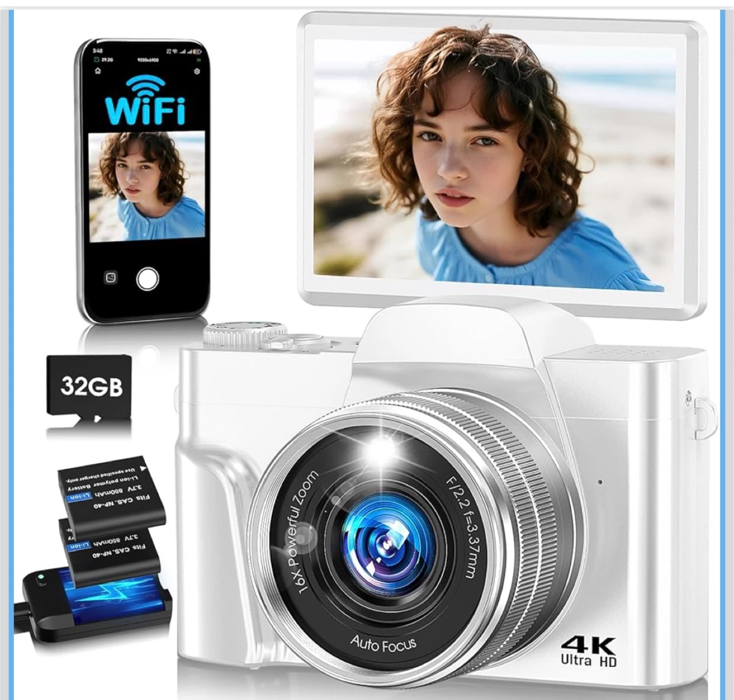 4K Ultra HD Digital Camera - White