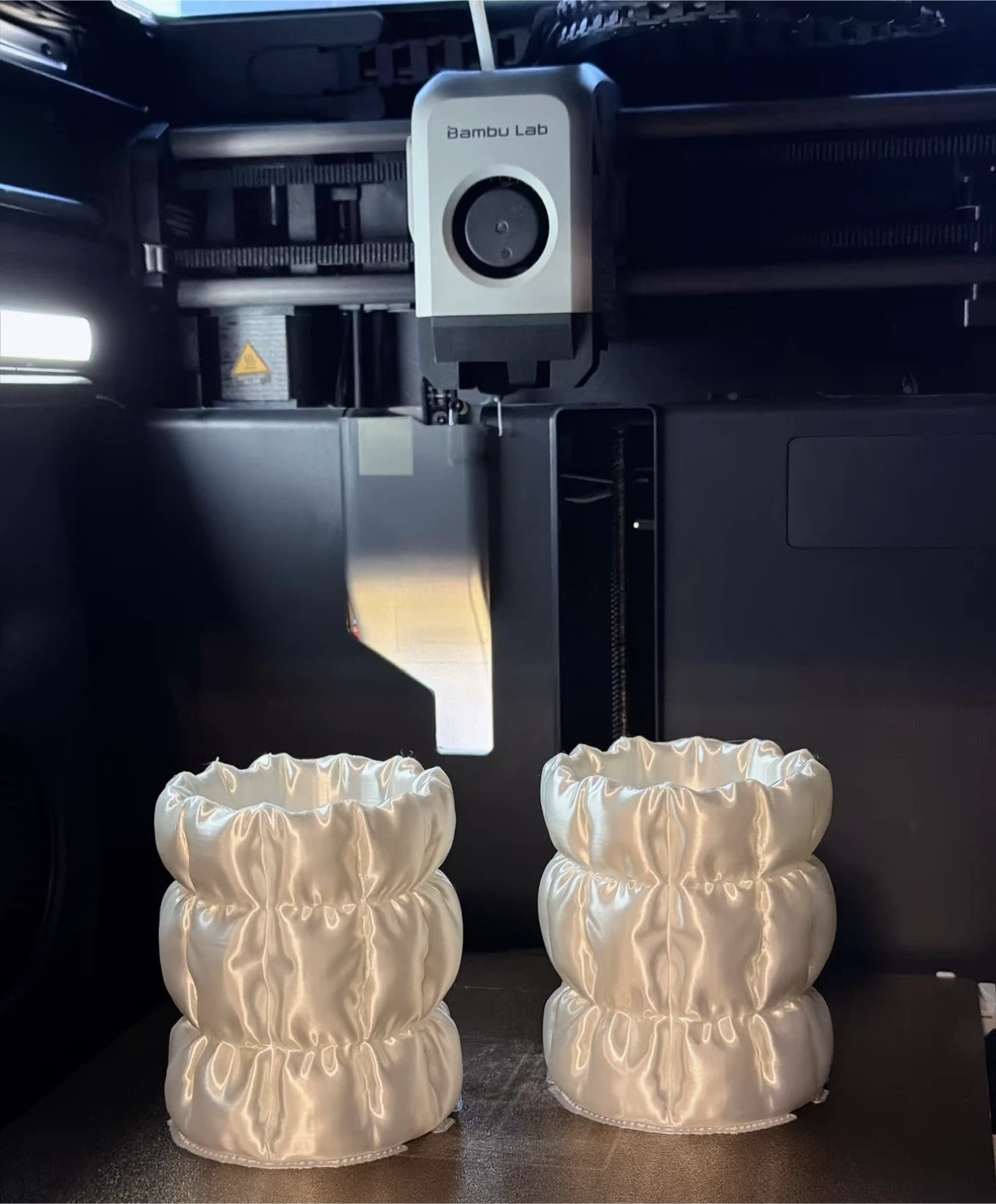 3D Printed White Puffer makeup brush holder