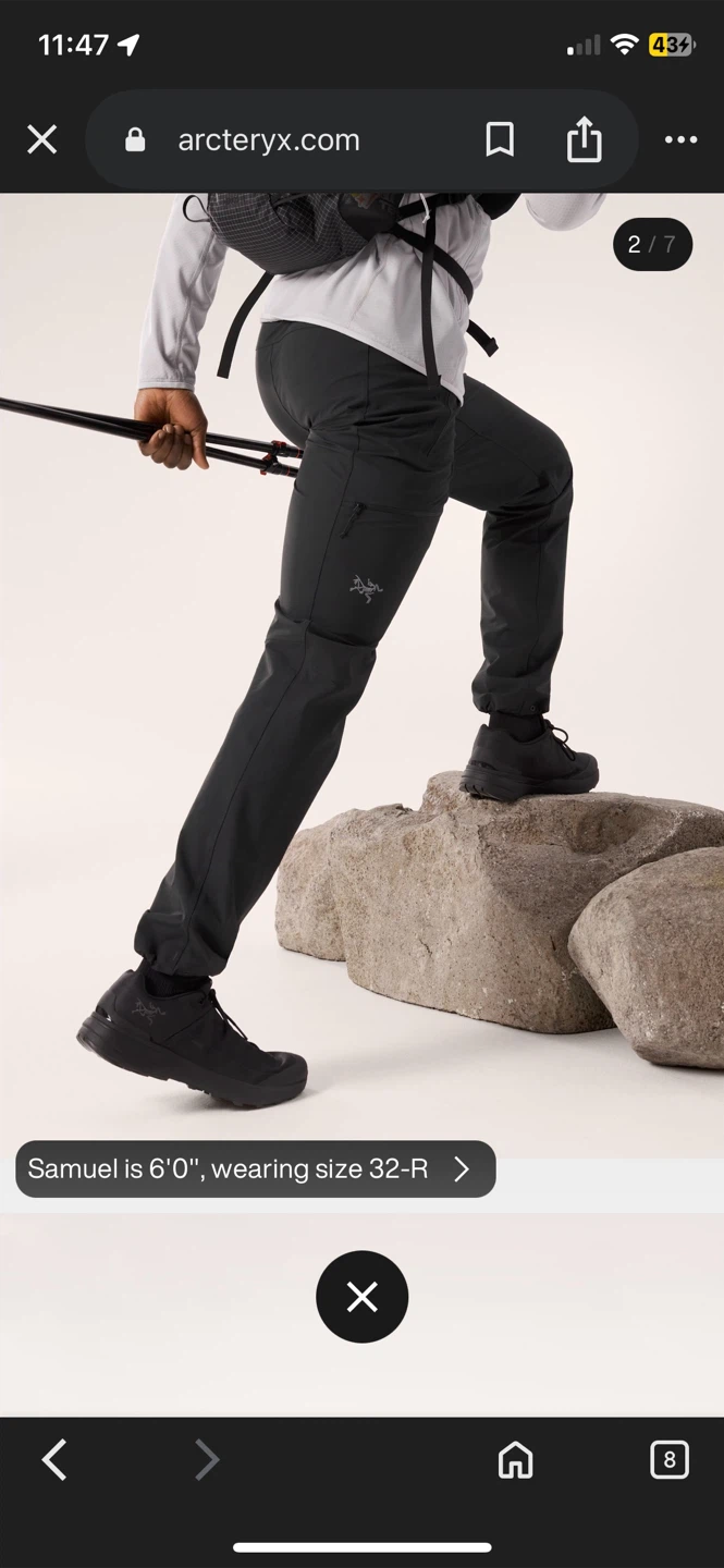 Arc’teryx gamma pants size 36R
