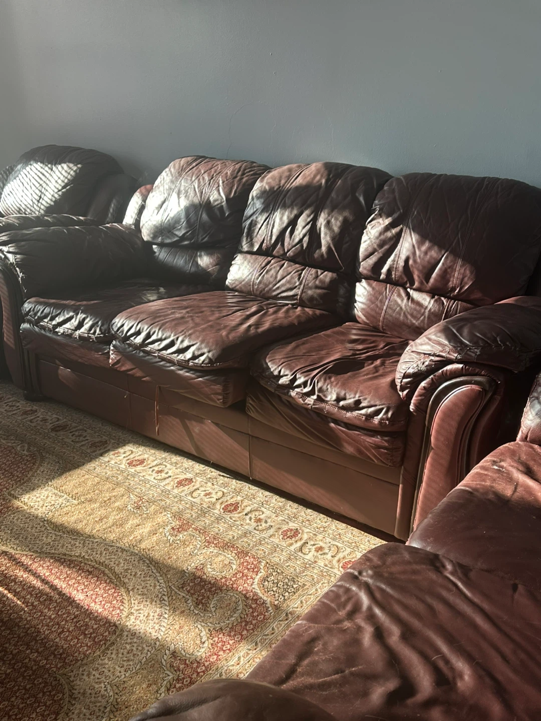 Leather Sofa Set - 3 Seater, Loveseat & Chairs
