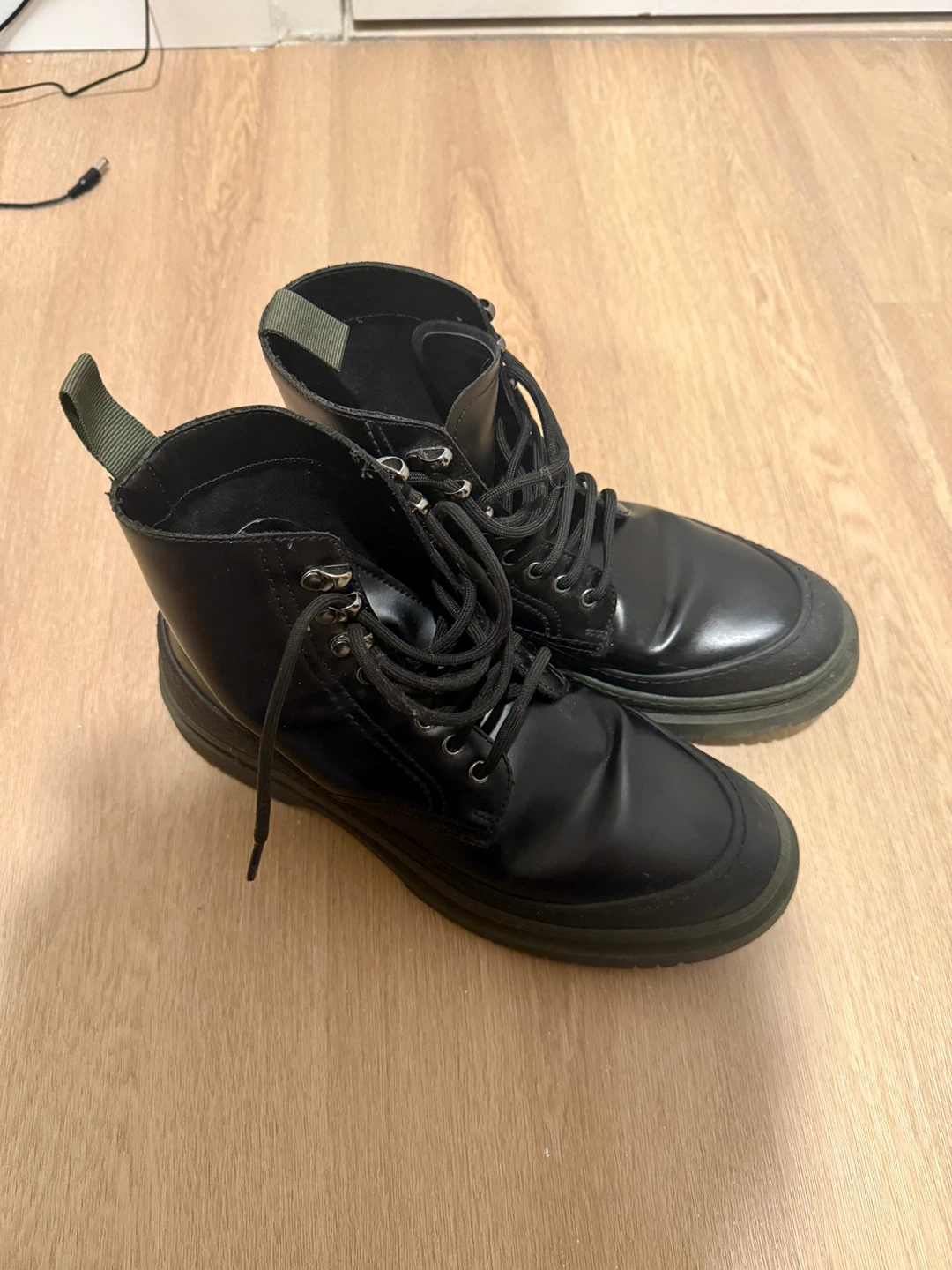 Zara Black Leather Boots - Size 9