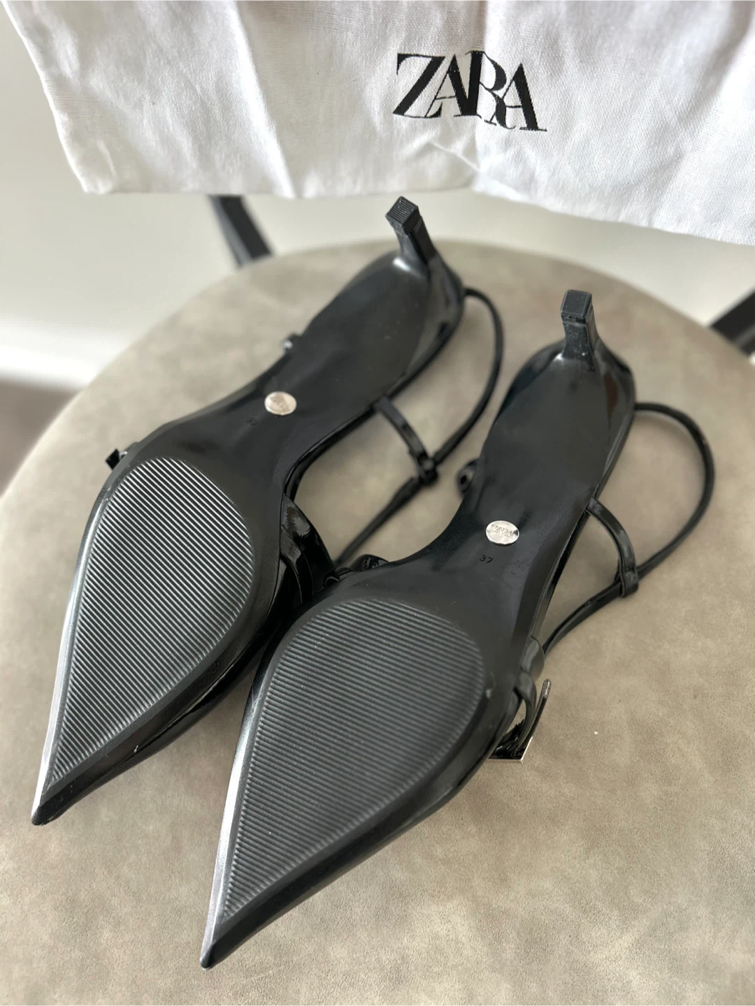 Zara Black Heeled Slingbacks - Size 37 - photo 4