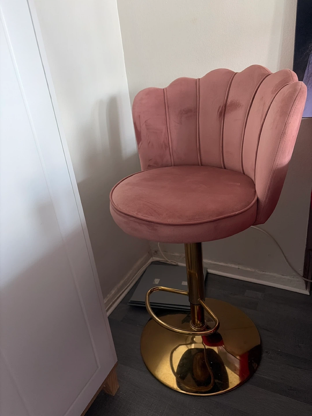 Pink Velvet Swivel Bar Stool - photo 2