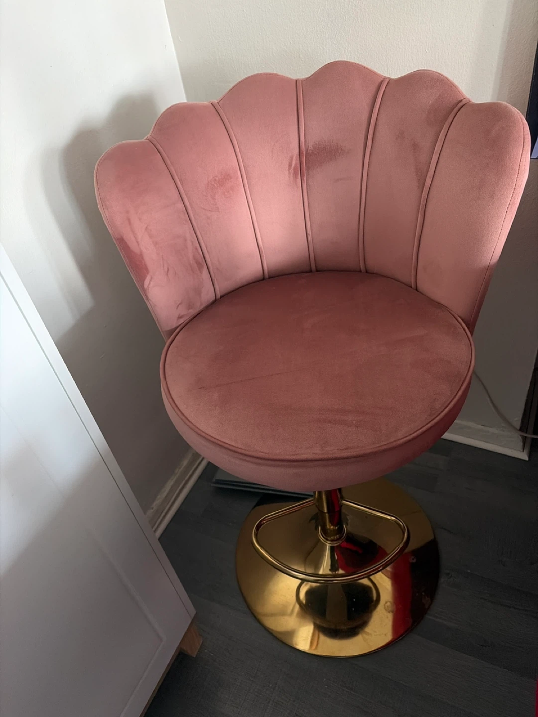 Pink Velvet Swivel Bar Stool