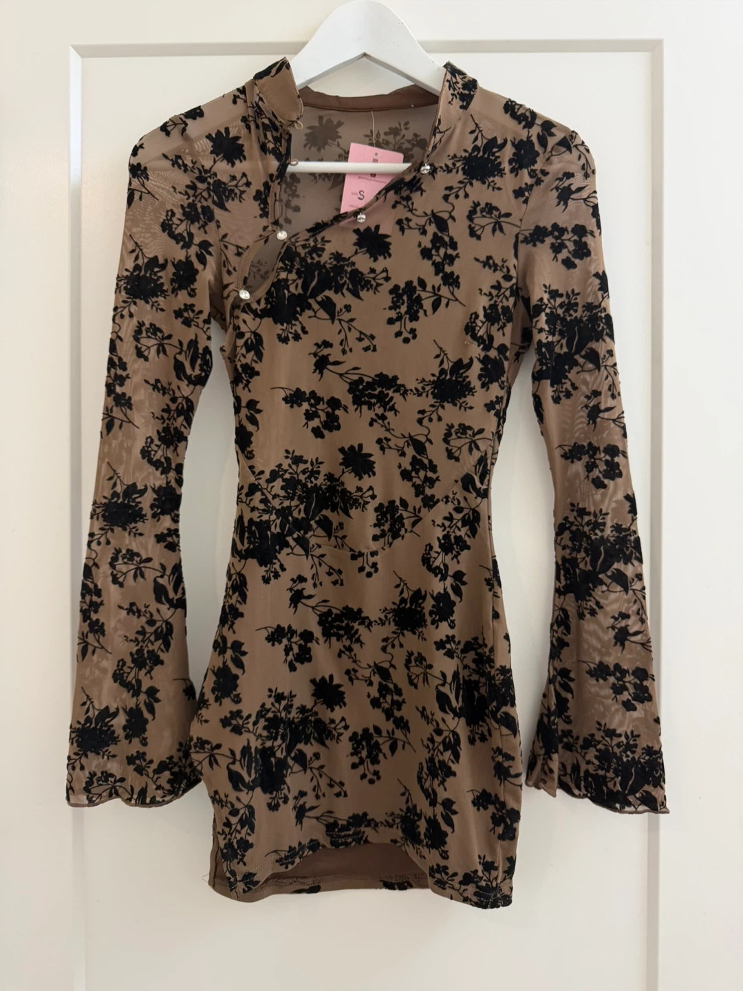 Honey Pink Floral Print Mini Dress - Size S